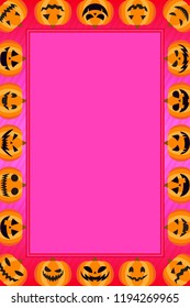 Pumpkin poster material of Halloween event party, for name tags and price tags and greeting card with copy space