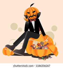 The Pumpkin Prince with sweet and candy