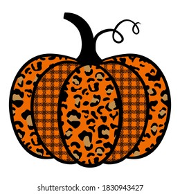 Pumpkin with prints. Pumpkin with leopard print and plaid cage.