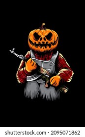 pumpkin psycho mafia vector illustration