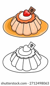 Página para colorear de Postre y un corazón
