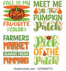 Pumpkin Quotes T-shirt Design Bundle