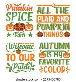 Pumpkin Quotes T-shirt Design Bundle