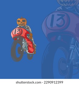 pumpkin racer illustration for logo and tshirt design