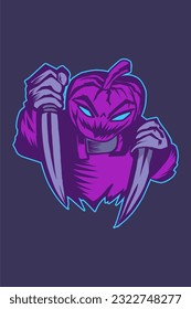 pumpkin reaper halloween illustration hold knife