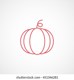 Pumpkin Red Line Icon On White Background