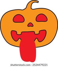 Pumpkin red tongue Halloween vector