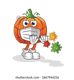 pumpkin refuse viruses cartoon. cartoon mascot vector