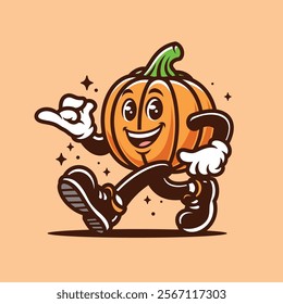 Pumpkin Retro Vintage Mascot Character Logo