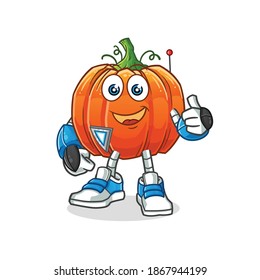 pumpkin robot character. cartoon mascot vector