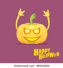 pumpkin rock n roll style halloween greeting card with text. Happy halloween rock concert poster design template or greeting card