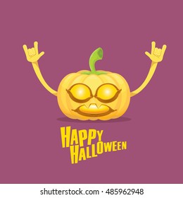 pumpkin rock n roll style halloween greeting card with text. Happy halloween rock concert poster design template or greeting card