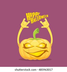 pumpkin rock n roll style halloween greeting card with text. Happy halloween rock concert poster design template or greeting card