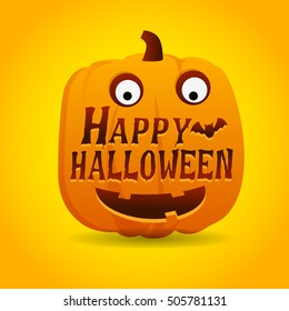 pumpkin rock n roll style halloween greeting card with text. Happy halloween rock concert poster design template or greeting card