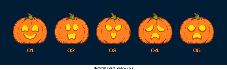 Calabaza con una cara de miedo en Halloween