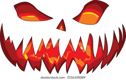 Pumpkin scary face vector Halloween illustration