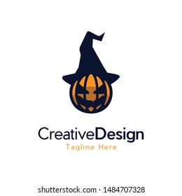Pumpkin Scary Halloween Creative Vector Logo 