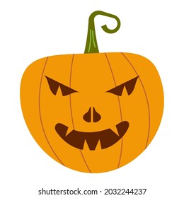 Pumpkin scary Halloween face vector. Halloween pumpkin or ghost grimace. Terrible eyes and mouth with a silhouette style. Emotion, icons of skeleton for makeup, a night party. 