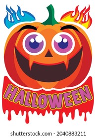 Pumpkin scary head with an evil smile for Halloween lovers. Halloween printable print