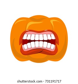 Pumpkin screams  open mouth for Halloween. pumpkin shout. Vector illustration
