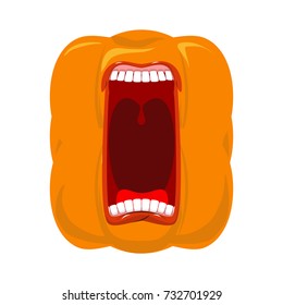 Pumpkin screams  open mouth for Halloween. pumpkin shout. Vector illustration
