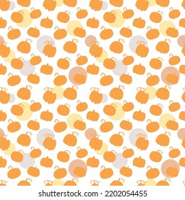 Pumpkin seamless background on white , Hand drawn vector pattern.