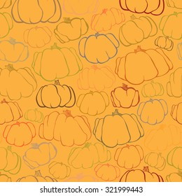 Pumpkin seamless orange and amber vector pattern background