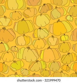 Pumpkin seamless orange and yellow vector pattern background
