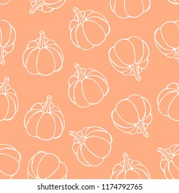 Pumpkin Seamless Pattern. Pumpkin Background Foe Harvest Festival Or Thanksgiving Day. Vector Repeating Print