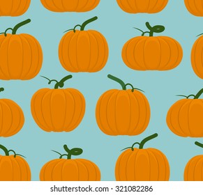 Pumpkin seamless pattern. Background of Orange Vegetables for Halloween.  Farm plants
