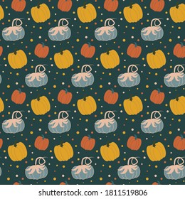 Pumpkin seamless pattern. Can use for print, template, fabric, presentation, textile, banner, poster, wallpaper, digital paper, scrapbook, instant download