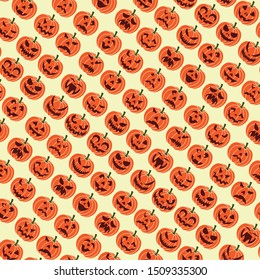 Pumpkin Seamless Pattern For Celebration Halloween Party Vector Illustration