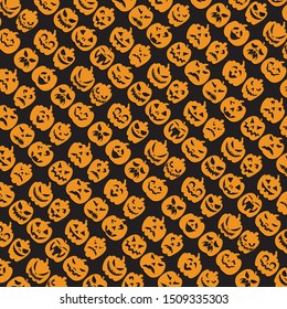 Pumpkin Seamless Pattern For Celebration Halloween Vector Illustration