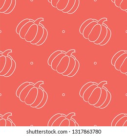 Pumpkin seamless pattern. Color vector background. Vegetables print. Doodle sketch