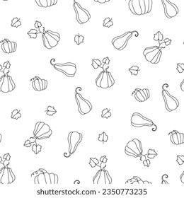 Kürbis nahtloses Muster im Doppel-Line-Stil. Einfache Vektorgrafik