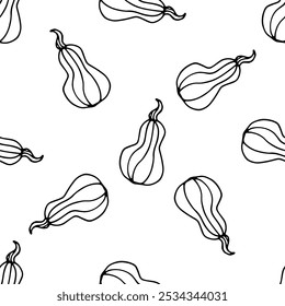 Abóbora sem emenda padrão doodle vetor no fundo branco