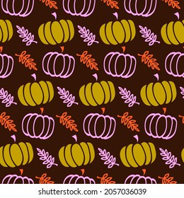 Pumpkin seamless pattern for fall hollyday. Thanksgiving and Halloween Elements.Pumpkin Flat Design Vegetable Icon