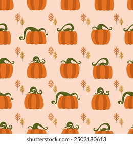 Pumpkin seamless pattern flat illustration. Autumn pumpkin pattern
