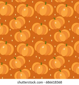 Pumpkin seamless pattern. Gourd, endless background, texture. Vegetable backdrop Vector illustration