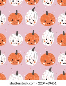 Pumpkin seamless pattern. Halloween background.