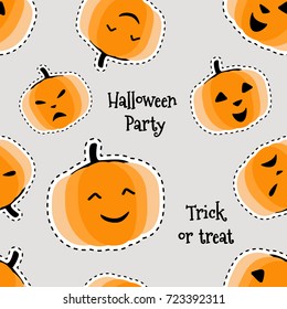 Pumpkin seamless pattern. Halloween background.