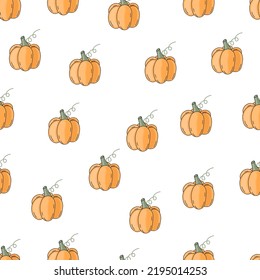 Pumpkin seamless pattern. Halloween packaging, autumn patter.