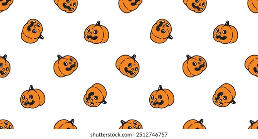 pumpkin seamless pattern halloween vector jack o lantern cartoon character doodle tile background gift wrapping paper scarf isolated repeat wallpaper