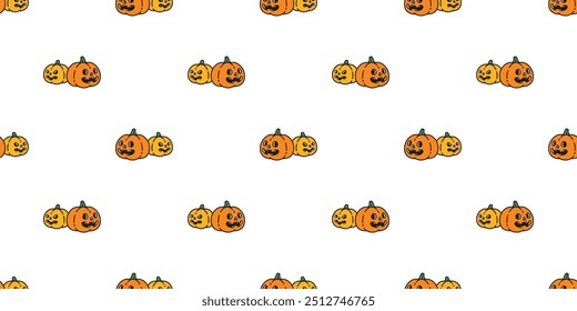 pumpkin seamless pattern halloween vector jack o lantern cartoon character doodle tile background gift wrapping paper repeat wallpaper scarf isolated