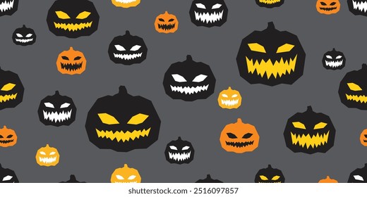 pumpkin seamless pattern halloween vector jack o lantern cartoon character doodle gift wrapping paper tile background scarf isolated repeat wallpaper