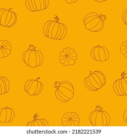 calabaza sin soldadura, patrón dibujado a mano en doodle. verduras en línea simple.