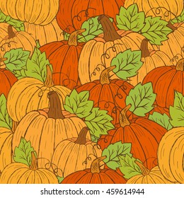 Pumpkin seamless pattern. Hand drawn doodle brushes and custom typography for your designs: flyers, labels, posters, invitations, postcards, etc.