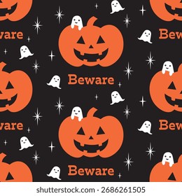 Patrón de calabaza sin fisuras. Feliz Halloween, Halloween de fondo. Plantilla de Vector para la tela, materia textil, Fondo de pantalla, papel de embalaje