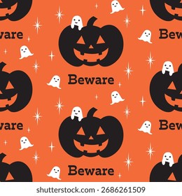 Patrón de calabaza sin fisuras. Feliz Halloween, Halloween de fondo. Plantilla de Vector para la tela, materia textil, Fondo de pantalla, papel de embalaje