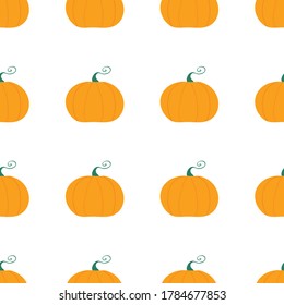 Pumpkin seamless pattern. Harvest concept. Isolated on white background. Vector stock illustration.